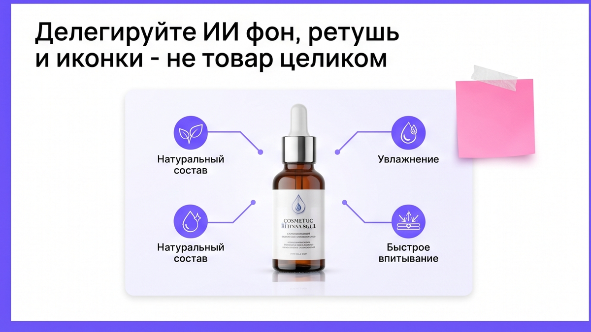Инфографика: своё фото товара, ИИ только для фона и иконок