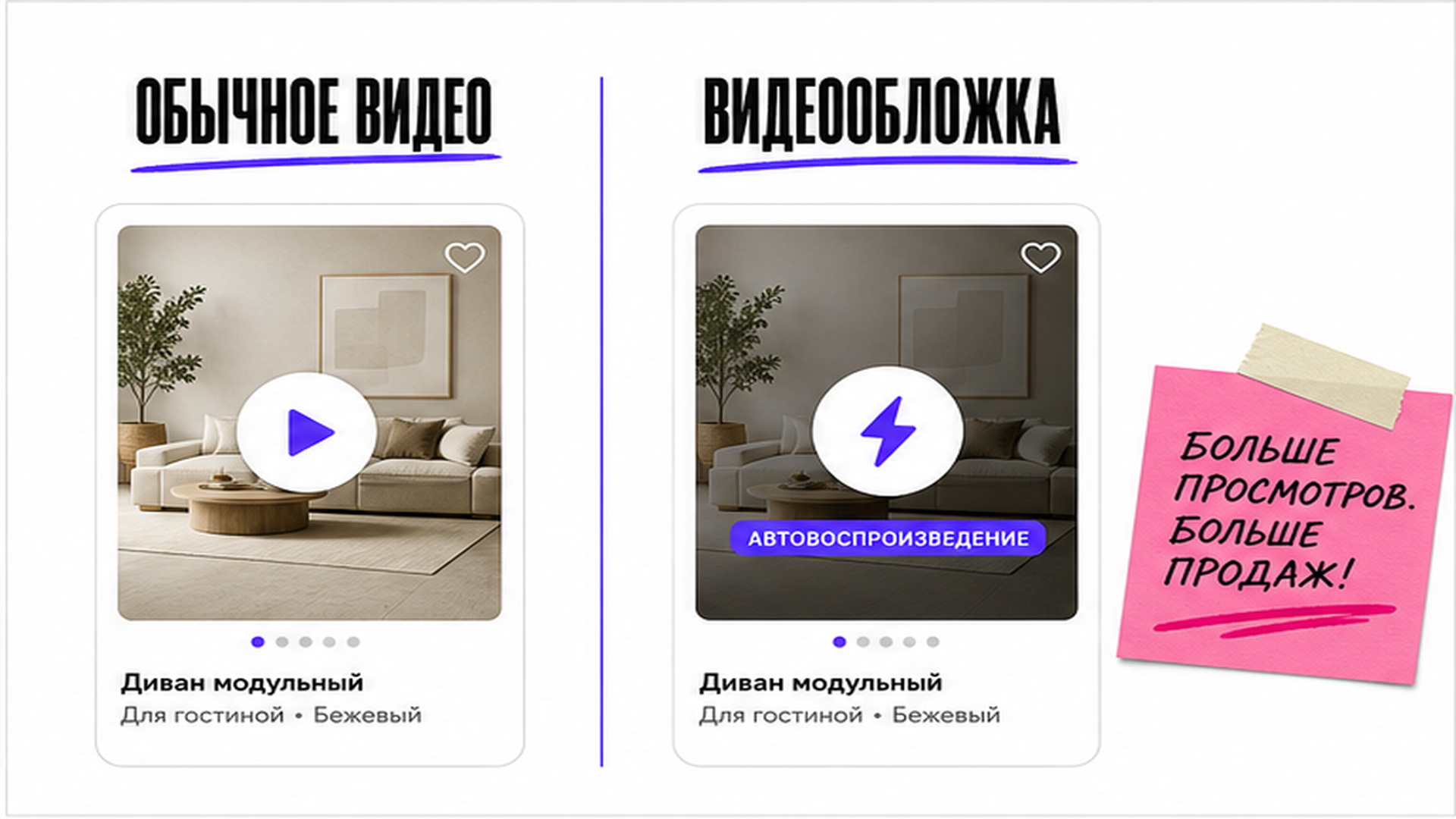 Сравнение: видеообложка vs обычное видео в карточке Wildberries