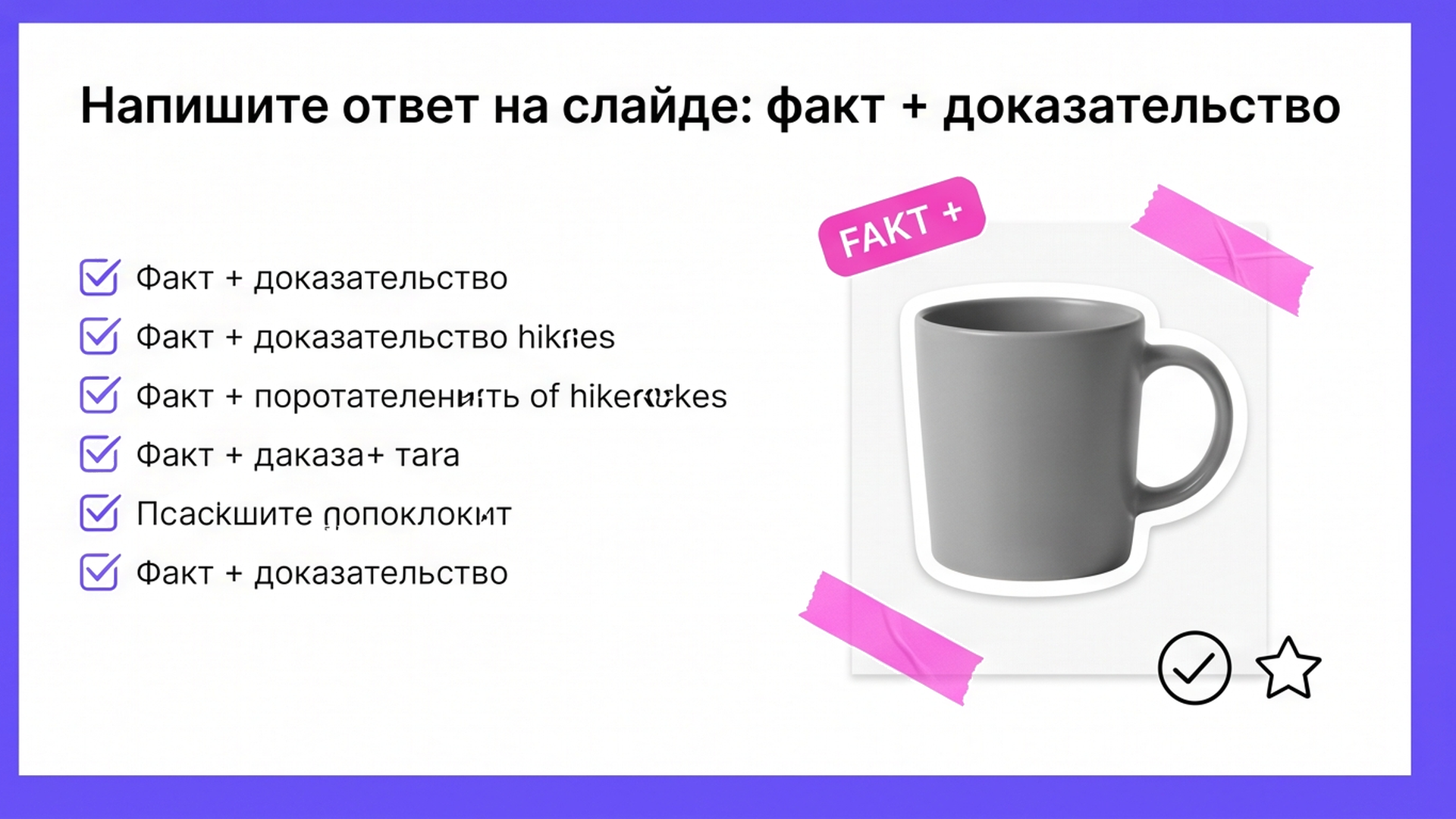 Чеклист факт плюс доказательство с кружкой