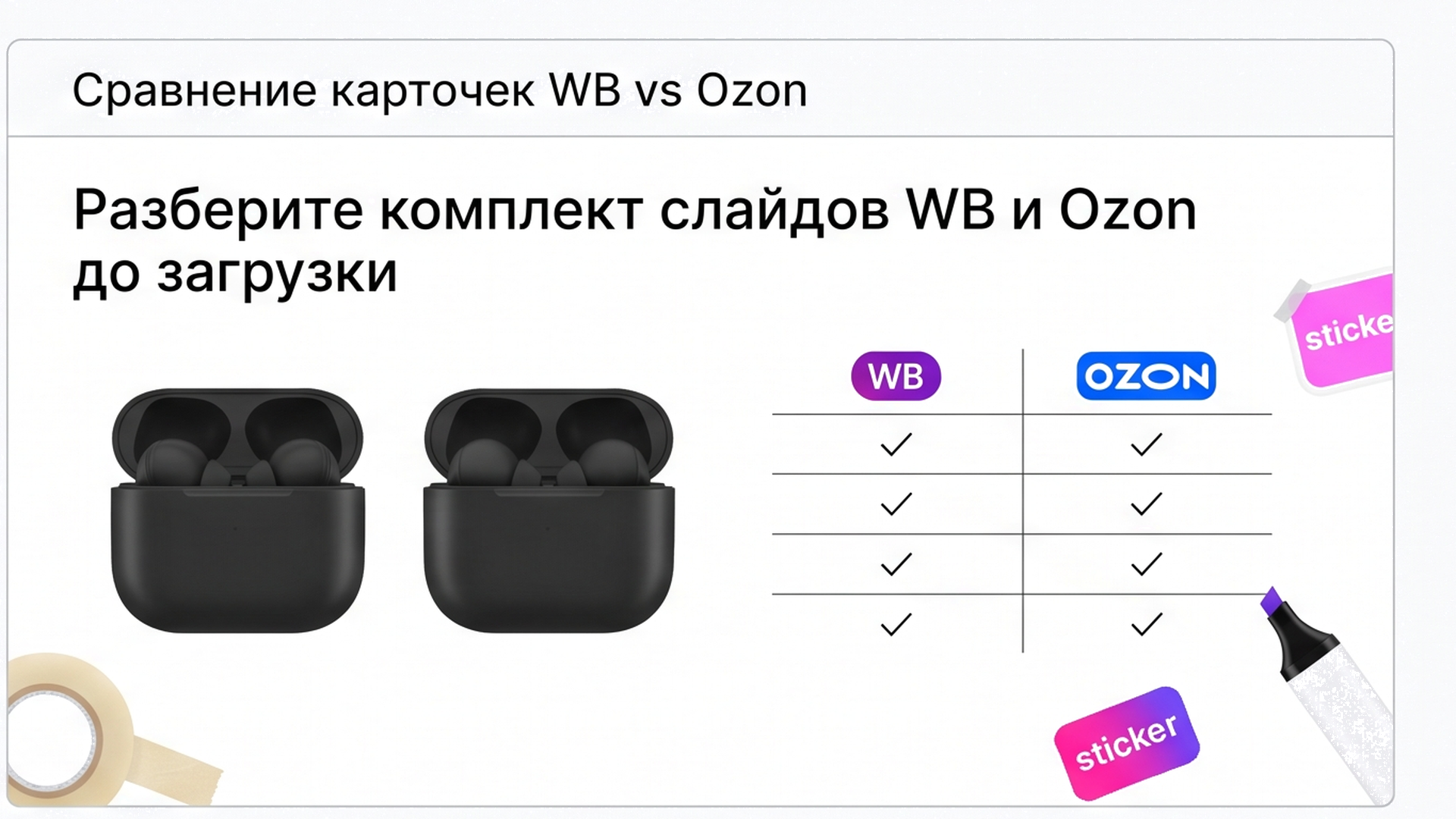 Сравнение слайдов WB и Ozon: кейс TWS с рамкой и без